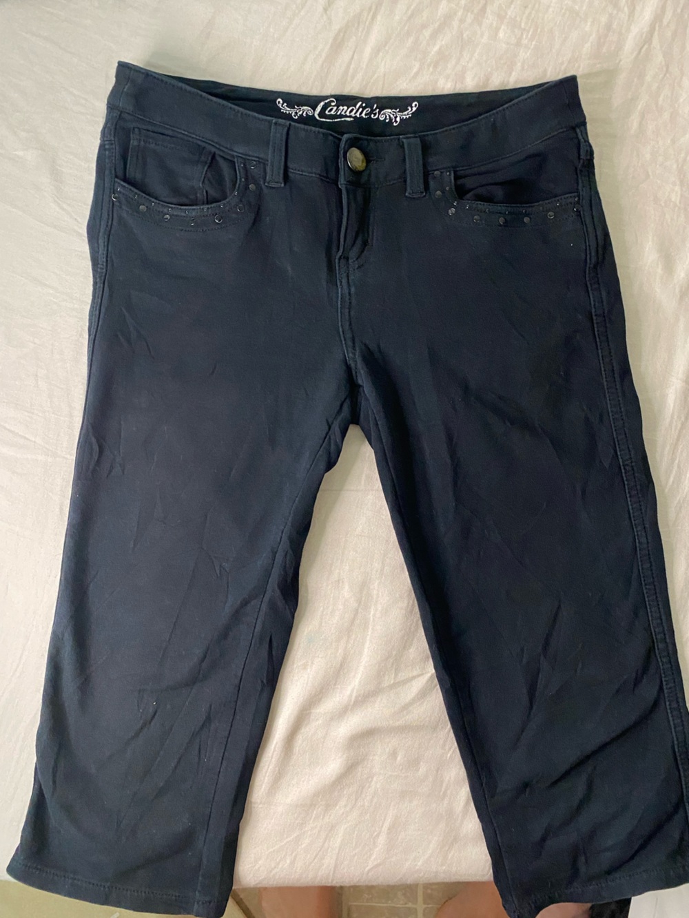 Vintage Candie's Black Skinny ‘Jeans’ with Subtle Pocket Studs
